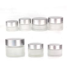 round frosted glass facial cream cosmetic jar with aluminium plastic cap 5g 10g 20g 30g 50g 120g
